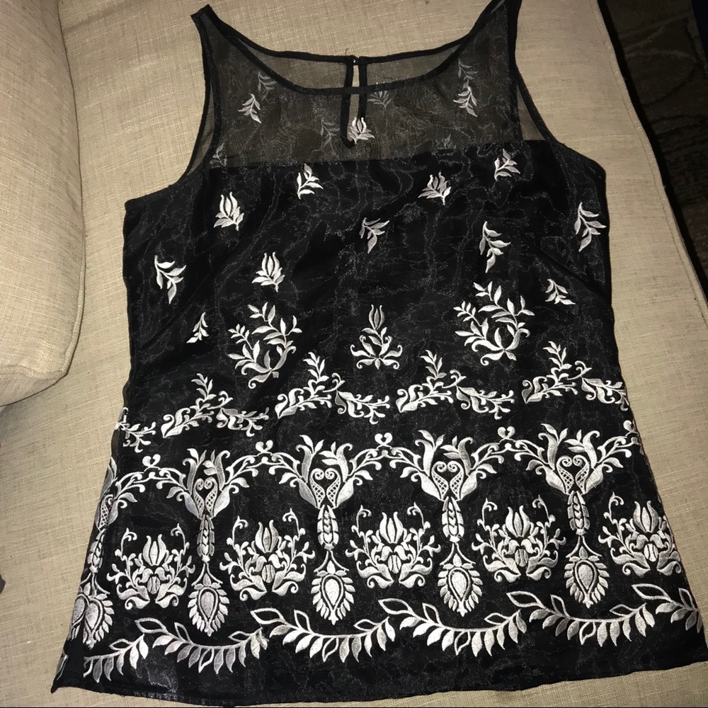 White House Black Market embroidered blouse